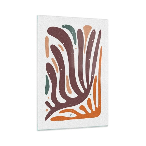 Obraz na szkle - Organiczny wzór z promienistymi liniami w ciepłych odcieniach - 80x120cm - Kompozycja organiczna promienista - Nowoczesna dekoracja ścienna do salonu i sypialni ARTTOR