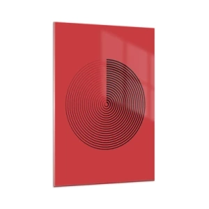 Obraz na szkle - Koncentryczne koła na czerwonym tle - 80x120cm - Ruch kolisty - Nowoczesna dekoracja ścienna do salonu i sypialni ARTTOR