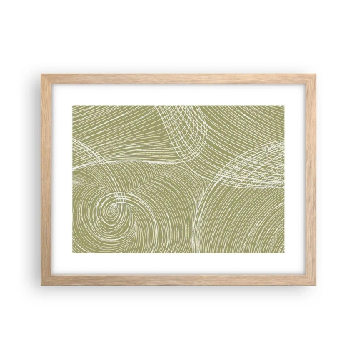 Plakat w ramie jasny dąb - Abstrakcja misterna w bieli - 40x30 cm