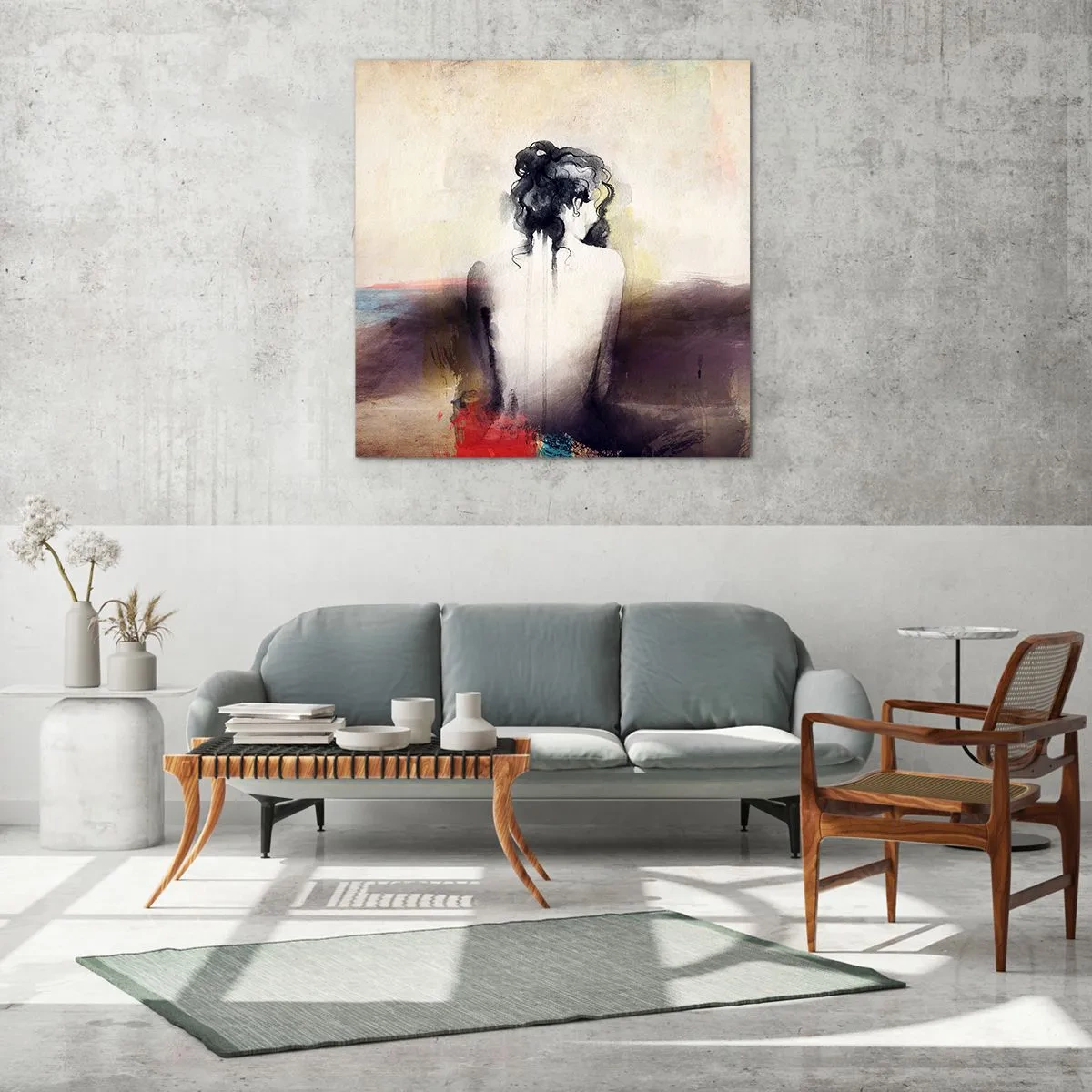 Obraz na szkle - Łagodne linie, owalne kształty - 50x50 cm