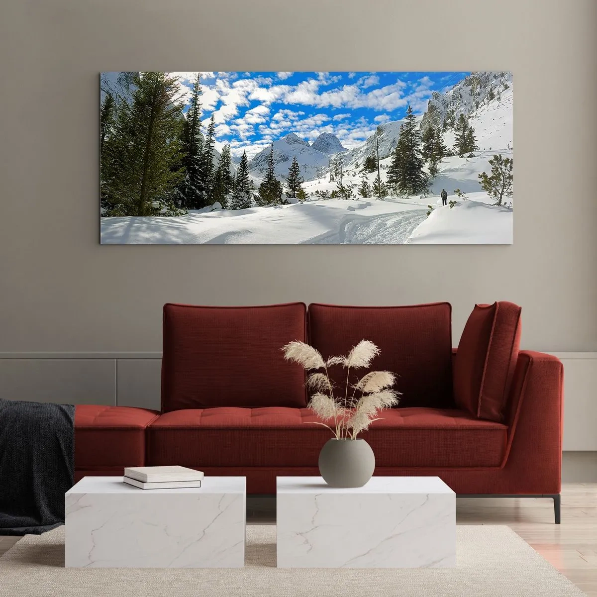 Obraz na szkle - W śniegu i w słońcu - 90x30 cm
