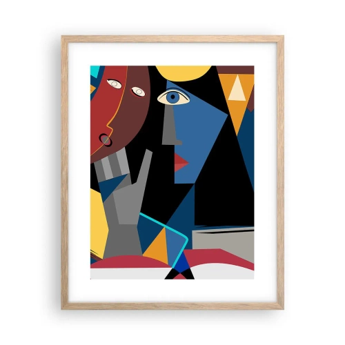 Plakat w ramie jasny dąb - Rozmowa kubistów - 40x50 cm