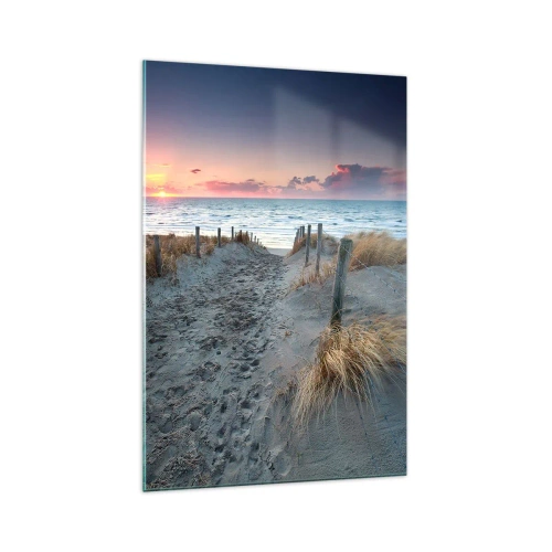 Obraz na szkle - Ścieżka prowadząca na plażę o zachodzie słońca - 70x100cm - Rozlałeś tęczę blasków promienistą… - Nowoczesna dekoracja ścienna do salonu i sypialni ARTTOR