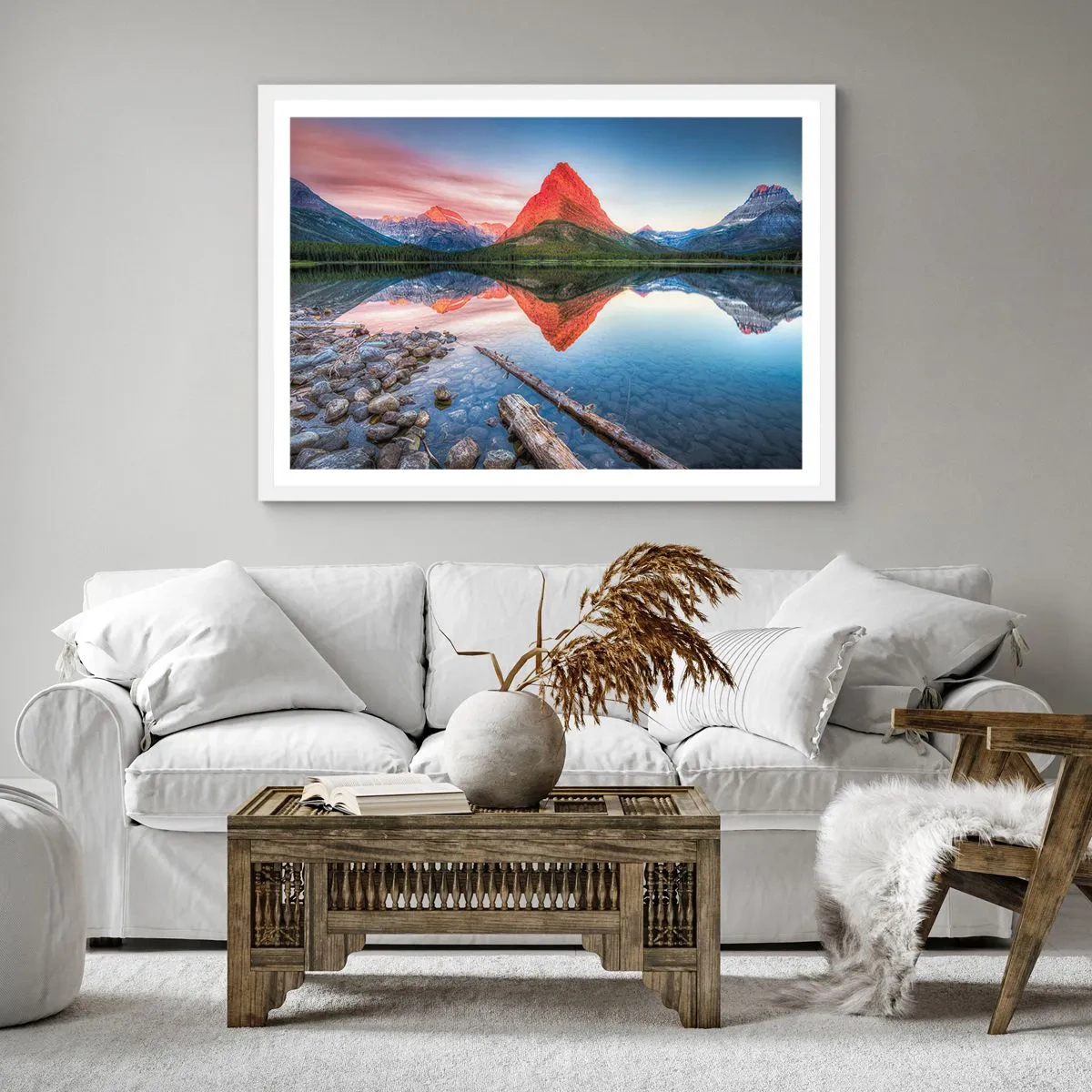 Plakat w białej ramie - Żar i chłód - 60x60 cm