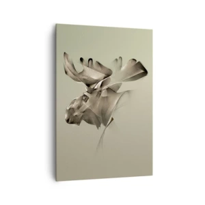 Obraz na płótnie - Abstrakcyjny wizerunek łosia na minimalistycznym tle - 70x100cm - Łagodna siła spokoju - Nowoczesna dekoracja ścienna do salonu i sypialni ARTTOR