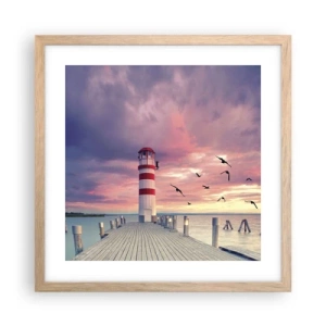 Plakat w ramie jasny dąb - Pora do portu - 40x40 cm