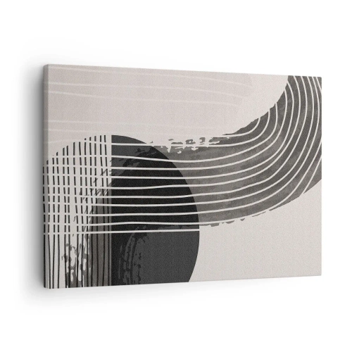 Obraz na płótnie - Abstrakcyjny wzór z liniami i geometrycznymi kształtami - 70x50cm - Tam i z powrotem - Nowoczesna dekoracja ścienna do salonu i sypialni ARTTOR