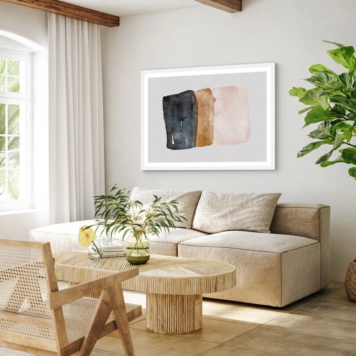 Plakat w białej ramie - Kompozycja barw ziemi - 50x40 cm