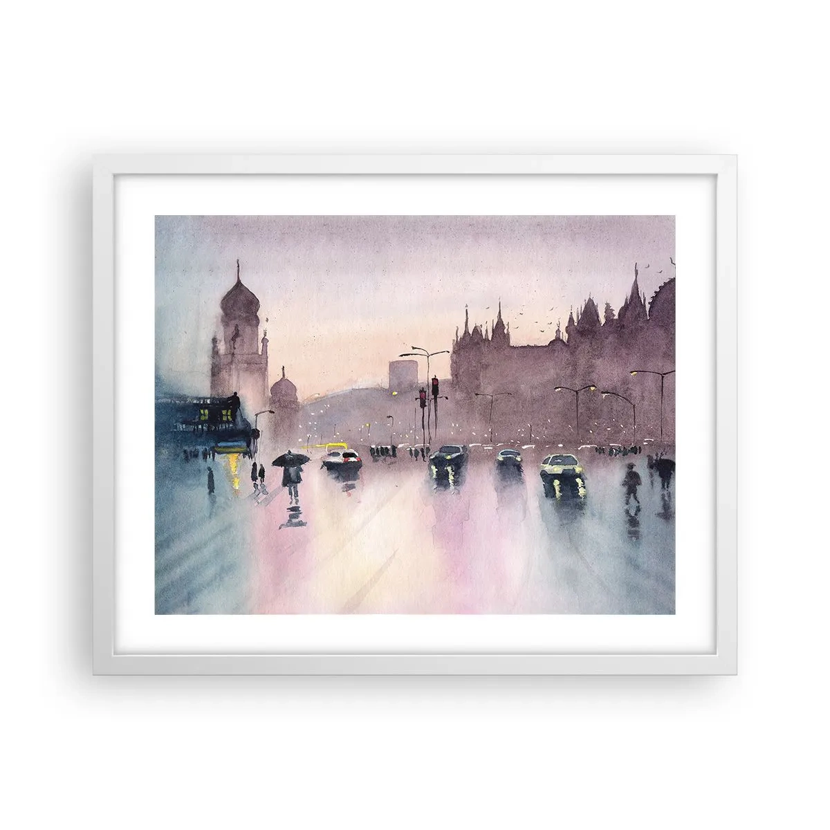 Plakat w białej ramie - W deszczowej mgiełce - 50x40 cm