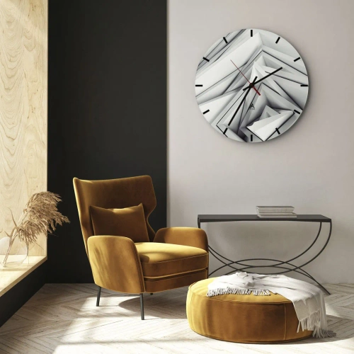 Zegar ścienny - Geometryczne, przestrzenne kształty w odcieniach szarości - 30x30cm - Ostrych kątów pąkowie - Nowoczesna dekoracja ścienna do salonu, kuchni i sypialni ARTTOR