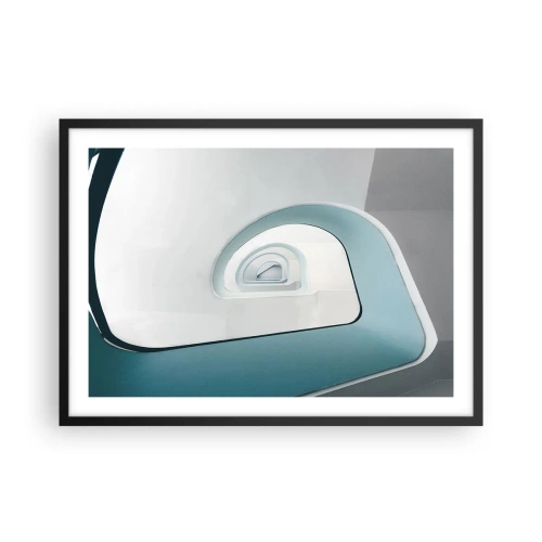 Plakat w czarnej ramie - Minimalistyczna architektura z zaokrąglonymi liniami - 70x50cm - Do dna błękitu - Nowoczesna dekoracja ścienna do salonu i sypialni ARTTOR