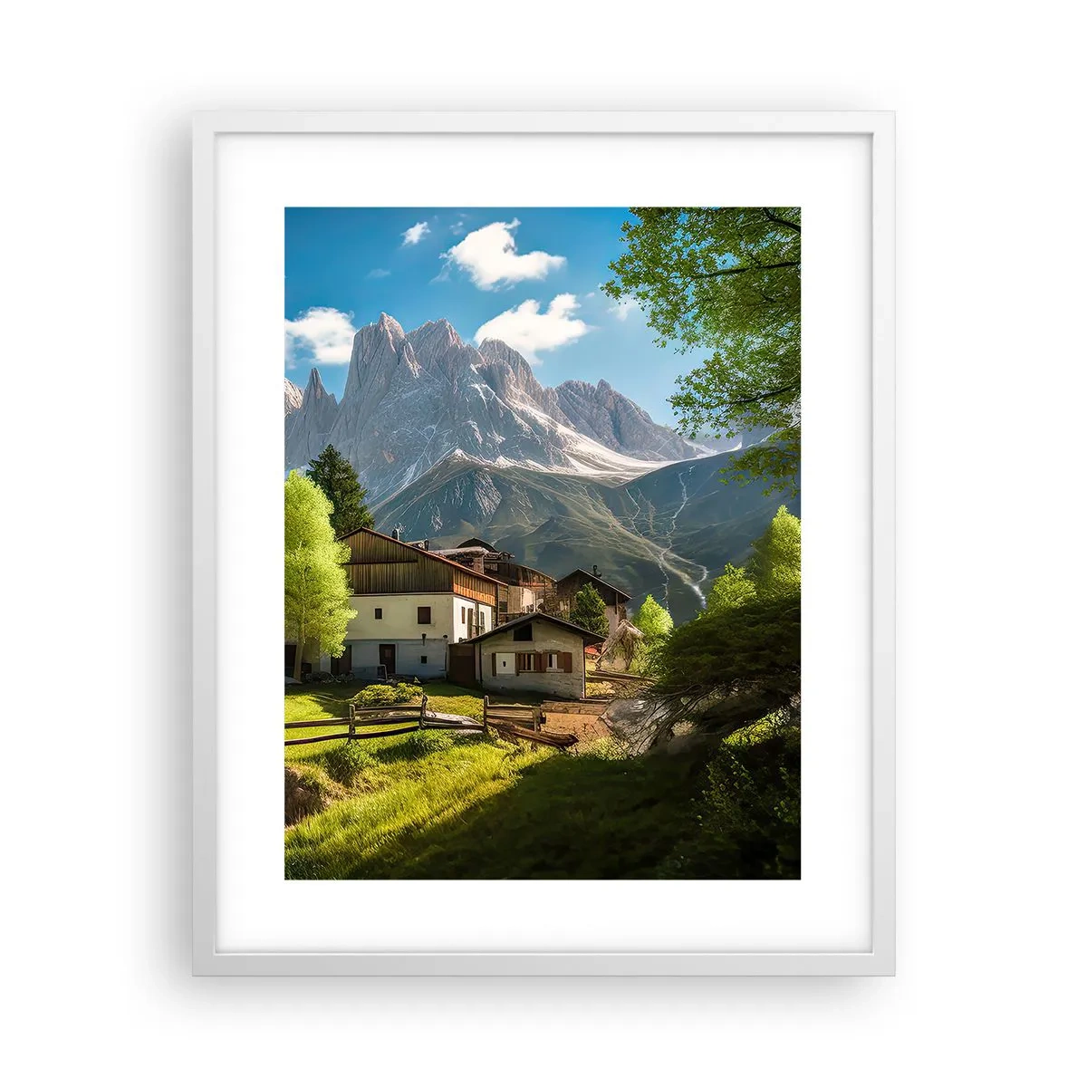 Plakat w białej ramie - Alpejska sielanka - 40x50 cm