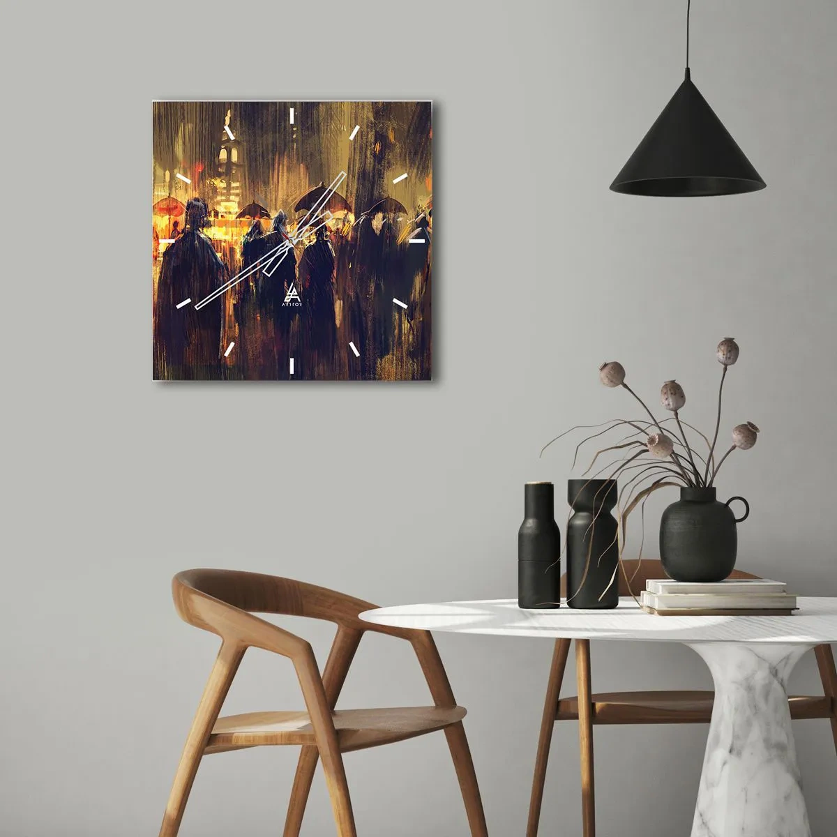 Zegar ścienny - Wyznawcy deszczu - 40x40 cm