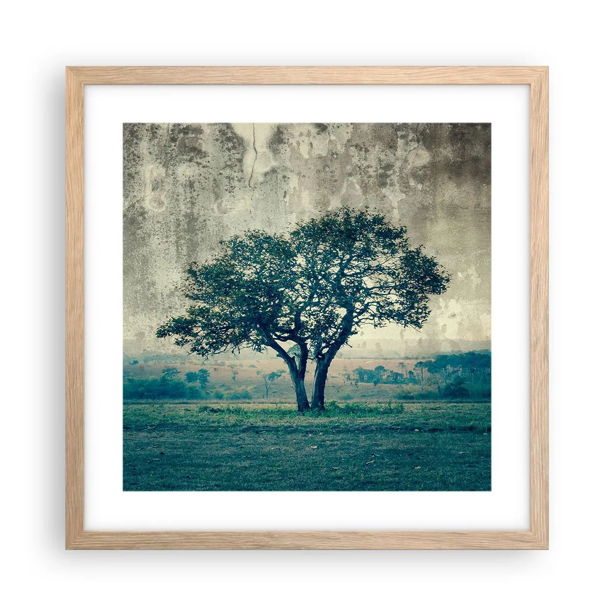 Plakat w ramie jasny dąb - Jabłoń na błękitnym błoniu? - 40x40 cm
