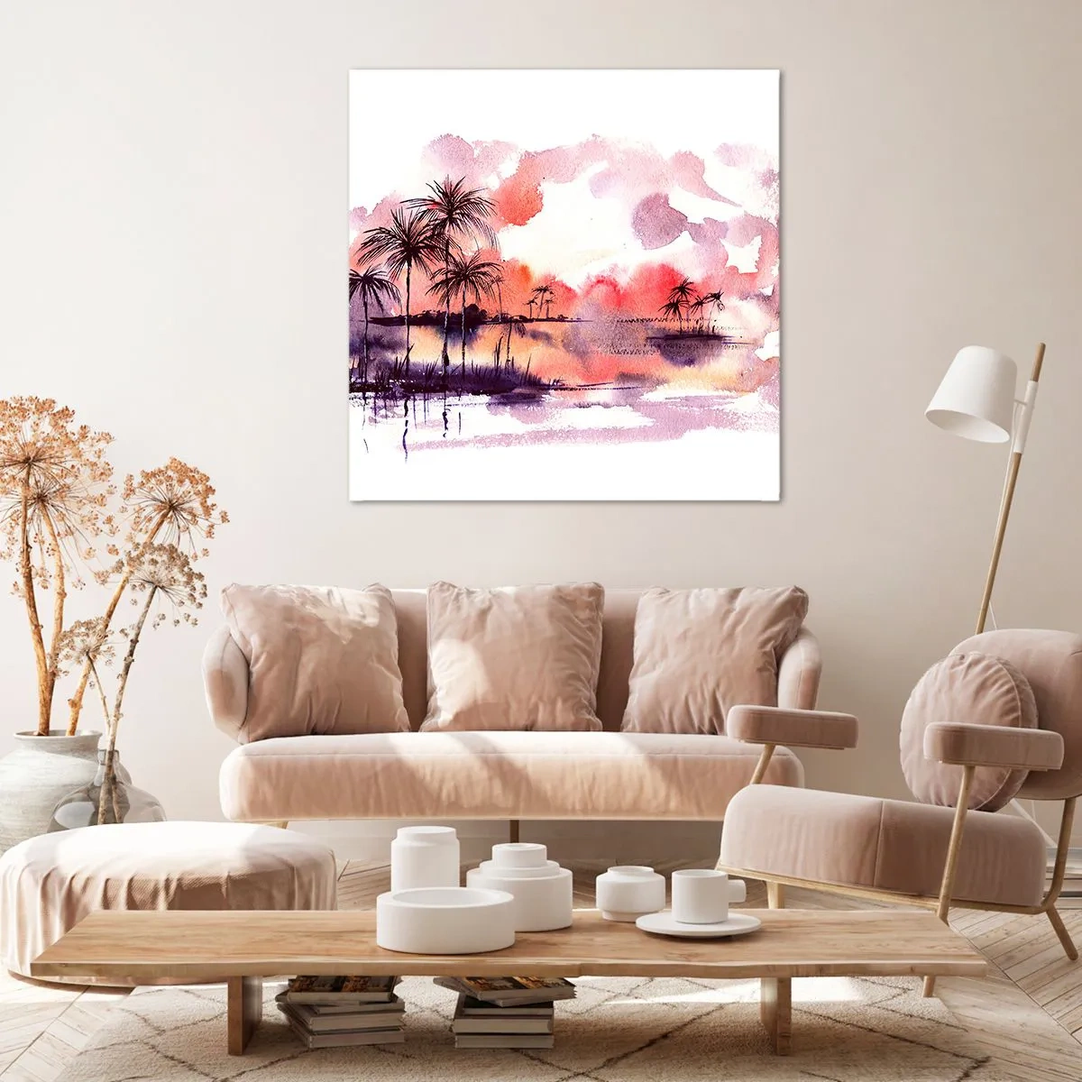 Obraz na płótnie - Spokój tropików w czerwieni - 40x40 cm