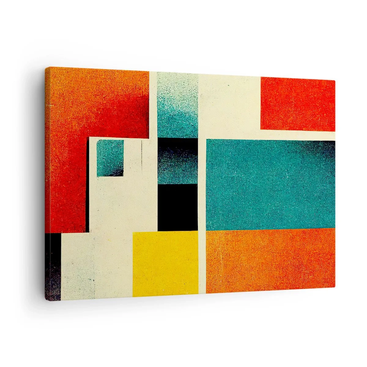 Obraz na płótnie - Abstrakcja geometryczna – dobra energia - Geometryczna abstrakcja z kolorowymi prostokątami i kwadratami - 70x50cm