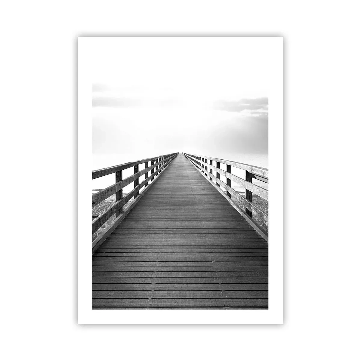 Plakat - Czarno-biały pomost prowadzący w nieskończoność - 50x70cm - W siną dal… - Nowoczesna dekoracja ścienna do salonu, kuchni i sypialni ARTTOR