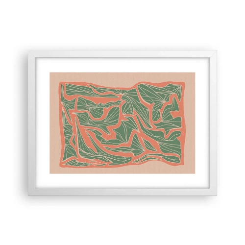 Plakat w białej ramie - Zmagania koralu i zieleni - 40x30 cm