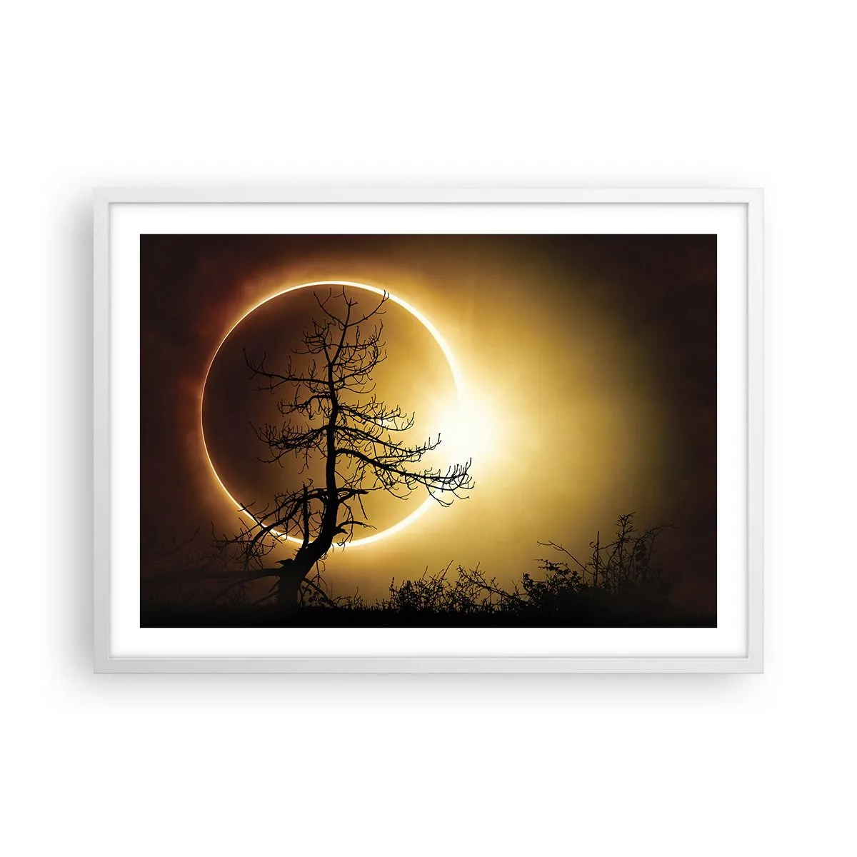 Plakat w białej ramie - Całkowite zaćmienie - 70x50 cm