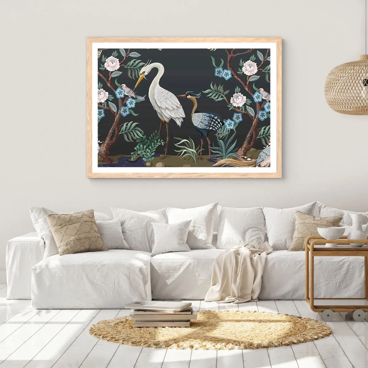 Plakat w ramie jasny dąb - Ptasia parada - 91x61 cm