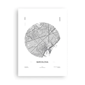 Plakat - Minimalistyczna mapa Barcelony w czarno-białej tonacji - 50x70cm - Anatomia Barcelony - Nowoczesna dekoracja ścienna do salonu, kuchni i sypialni ARTTOR