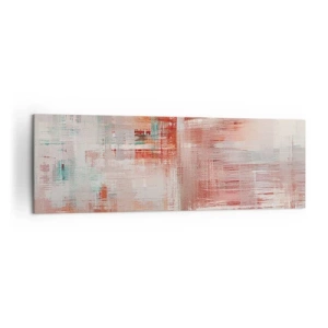 Obraz na płótnie - Abstrakcyjna kompozycja z odcieniami czerwieni i pastelowych barw - 160x50cm - Zamglone. Ale różowe - Nowoczesna dekoracja ścienna do salonu i sypialni ARTTOR