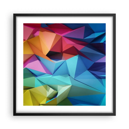 Plakat w czarnej ramie - Tęczowe origami - 50x50 cm