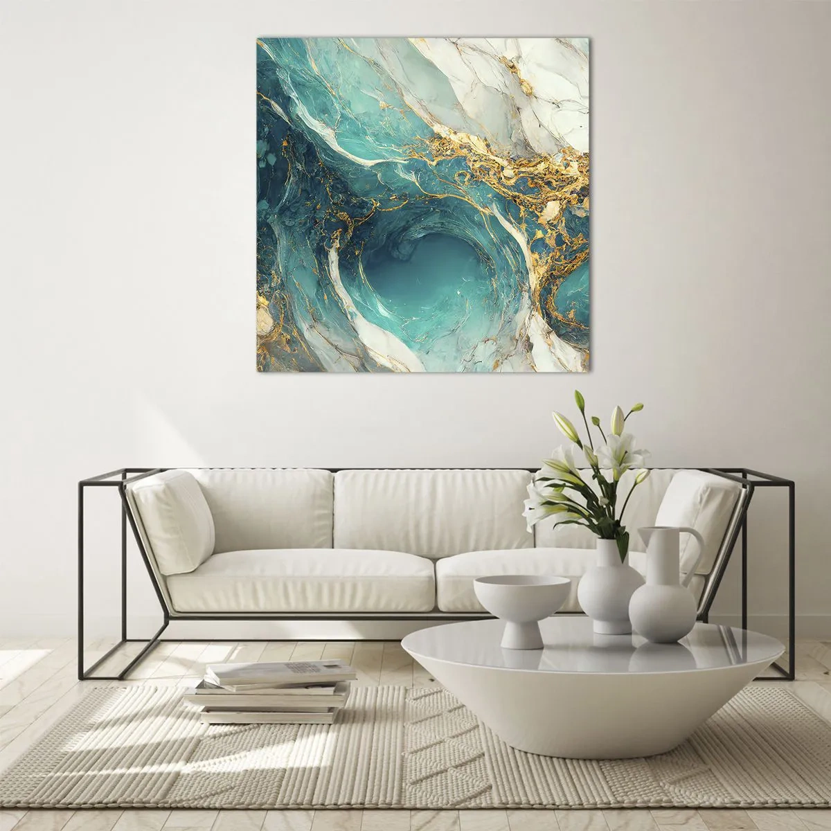 Obraz na szkle - Kompozycja z żyłami złota - 60x60 cm