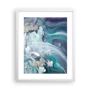 Plakat w białej ramie - Nurty błękitu - 40x50 cm