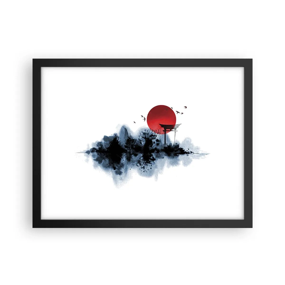 Plakat w czarnej ramie - Japoński widok - 40x30 cm