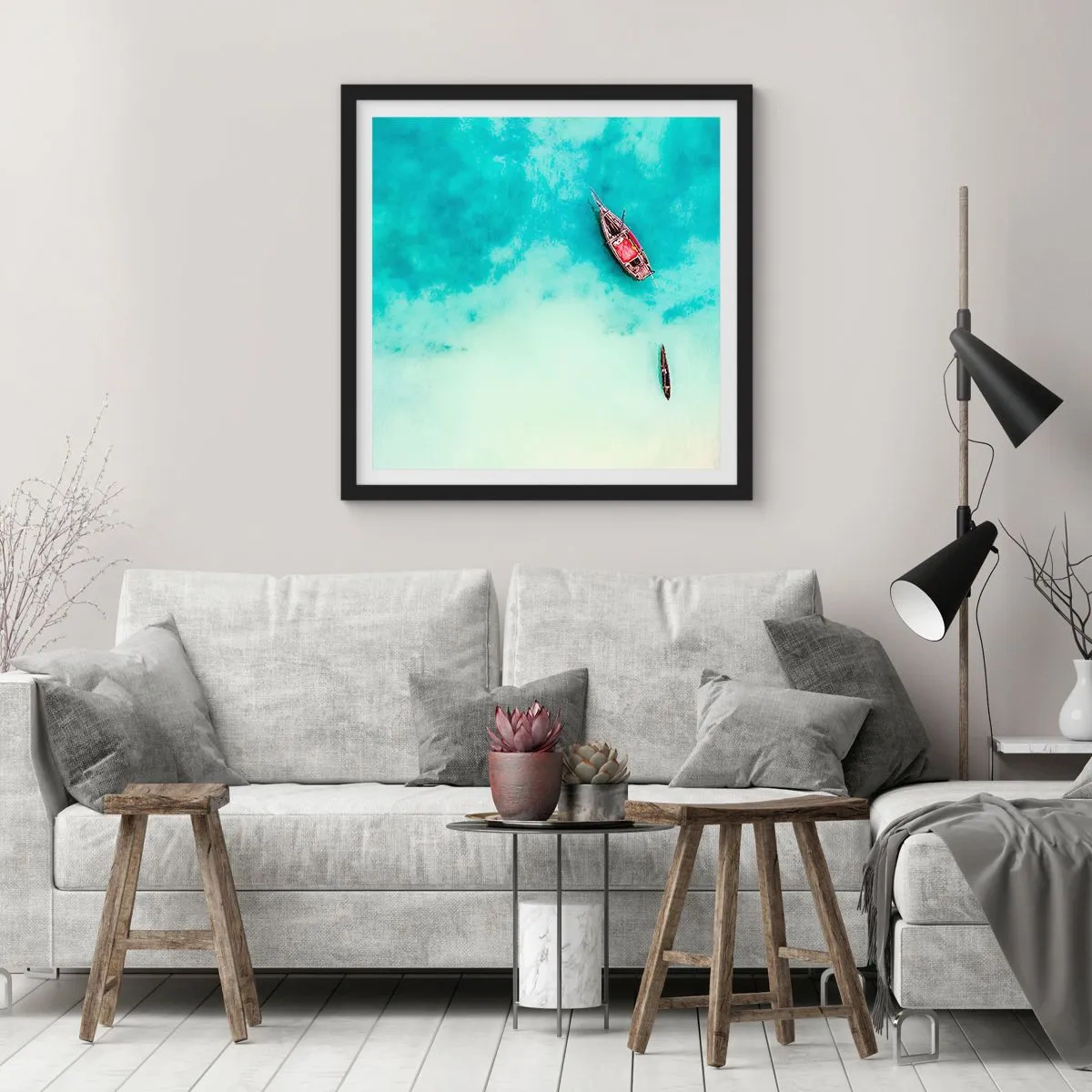 Plakat w czarnej ramie - Bo na plażach Zanzibaru, kiedy nadmiar wód… - 50x50 cm