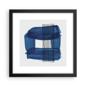 Plakat w czarnej ramie - Niebiesko-czarna kompozycja - 30x30 cm