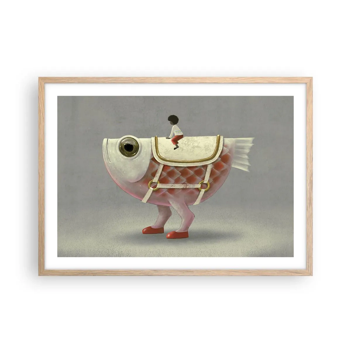 Plakat w ramie jasny dąb - Ryboński jeździec - 70x50 cm