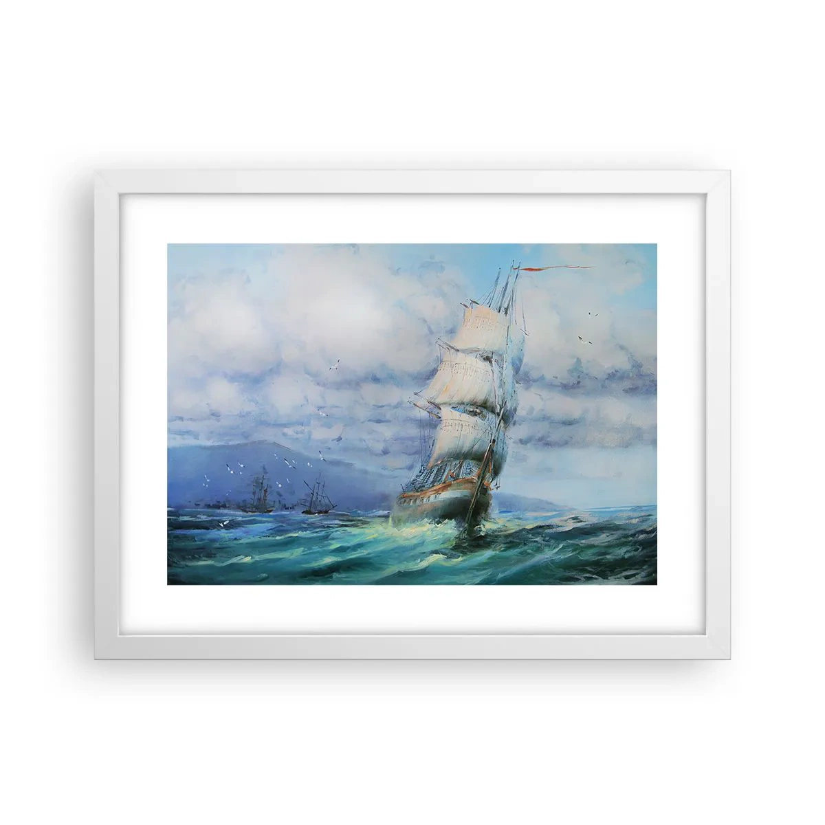 Plakat w białej ramie - Pomyślnych wiatrów - 40x30 cm
