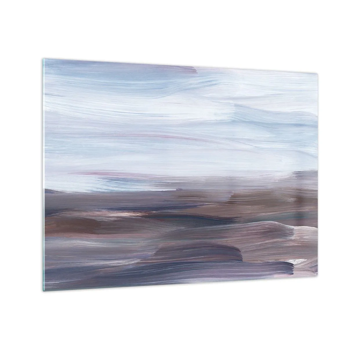 Obraz na szkle - Poziome smugi wody w odcieniach błękitu i brązu w stylu abstrakcyjnym - 70x50cm - Żywioły: woda - Nowoczesna dekoracja ścienna do salonu i sypialni ARTTOR