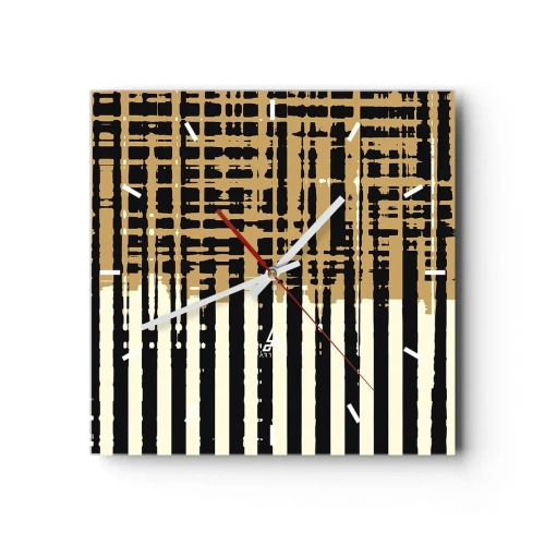 Zegar ścienny - Abstrakcyjne linie w kolorach czerni, beżu i bieli - 30x30cm - Architektoniczna abstrakcja - Nowoczesna dekoracja ścienna do salonu i sypialni ARTTOR