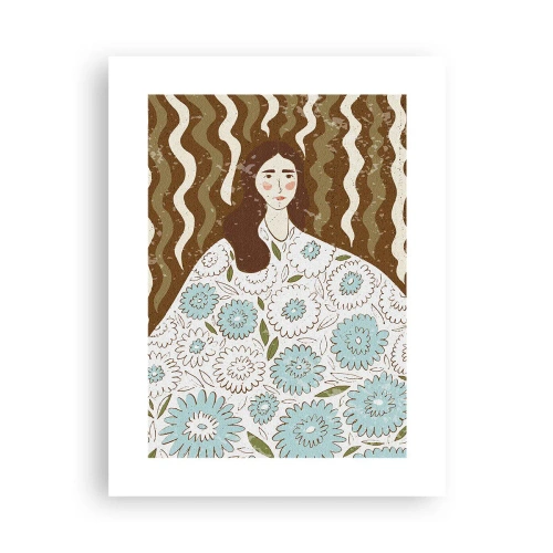 Plakat - Portret w kwiecistej szacie - 30x40 cm