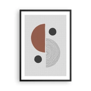 Plakat w czarnej ramie - Abstrakcyjna kompozycja geometryczna w ciepłych barwach - 50x70cm - Doskonałość koła - Nowoczesna dekoracja ścienna do salonu i sypialni ARTTOR