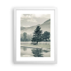 Plakat w białej ramie - Jezioro jeszcze śpi - 30x40 cm