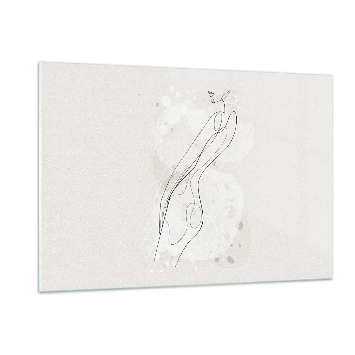 Obraz na szkle - Konturowa sylwetka kobiety w odcieniach beżu - 120x80cm - Pobłądzić spojrzeniem - Nowoczesna dekoracja ścienna do salonu, kuchni i sypialni ARTTOR