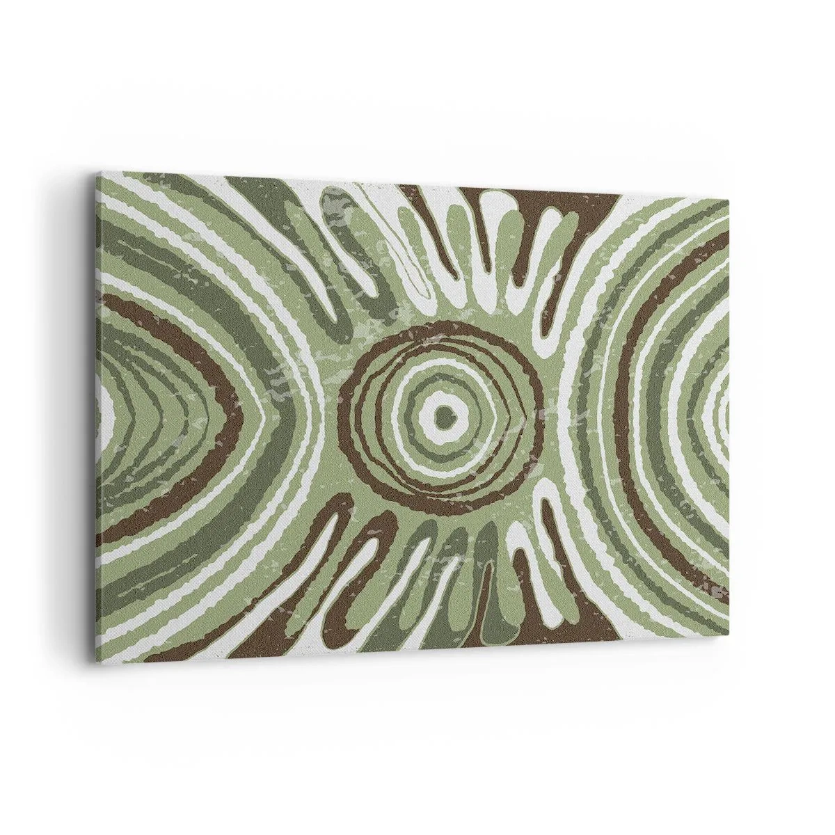 Obraz na płótnie - Abstrakcyjne wzory w odcieniach zieleni i brązu - 100x70cm - Eksplozja emocji - Nowoczesna dekoracja ścienna do salonu, kuchni i sypialni ARTTOR