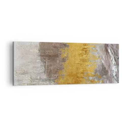 Obraz na płótnie - Złoty i beżowy abstrakcyjny wzór - 140x50cm - Złocisty podmuch - Nowoczesna dekoracja ścienna do salonu i sypialni ARTTOR
