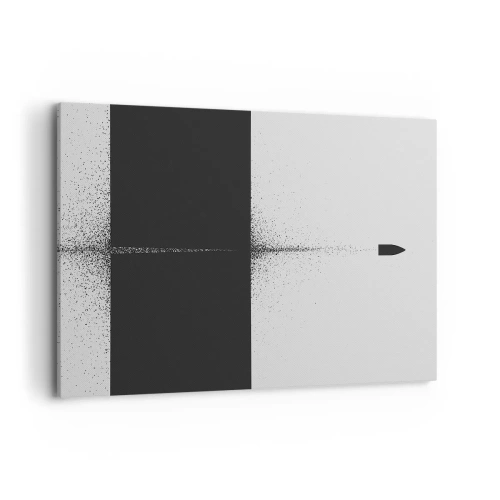 Obraz na płótnie - Symboliczny pocisk w minimalistycznym, abstrakcyjnym stylu - 100x70cm - Prosto do celu - Nowoczesna dekoracja ścienna do salonu, kuchni i sypialni ARTTOR