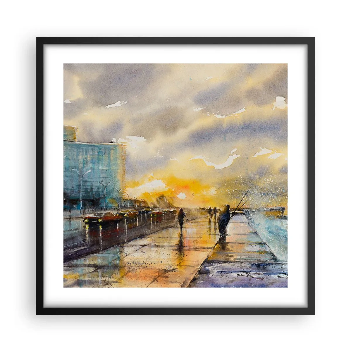 Plakat w czarnej ramie - Życie na brzegu - 50x50 cm