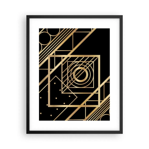 Plakat w czarnej ramie - Złota geometria - 40x50 cm