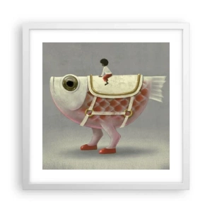 Plakat w białej ramie - Ryboński jeździec - 40x40 cm