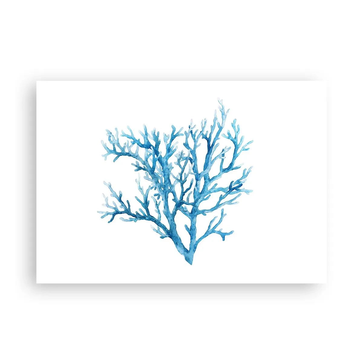 Plakat - Błękitny koral na białym tle o minimalistycznym charakterze - 100x70cm - Morski filigran - Nowoczesna dekoracja ścienna do salonu i sypialni ARTTOR