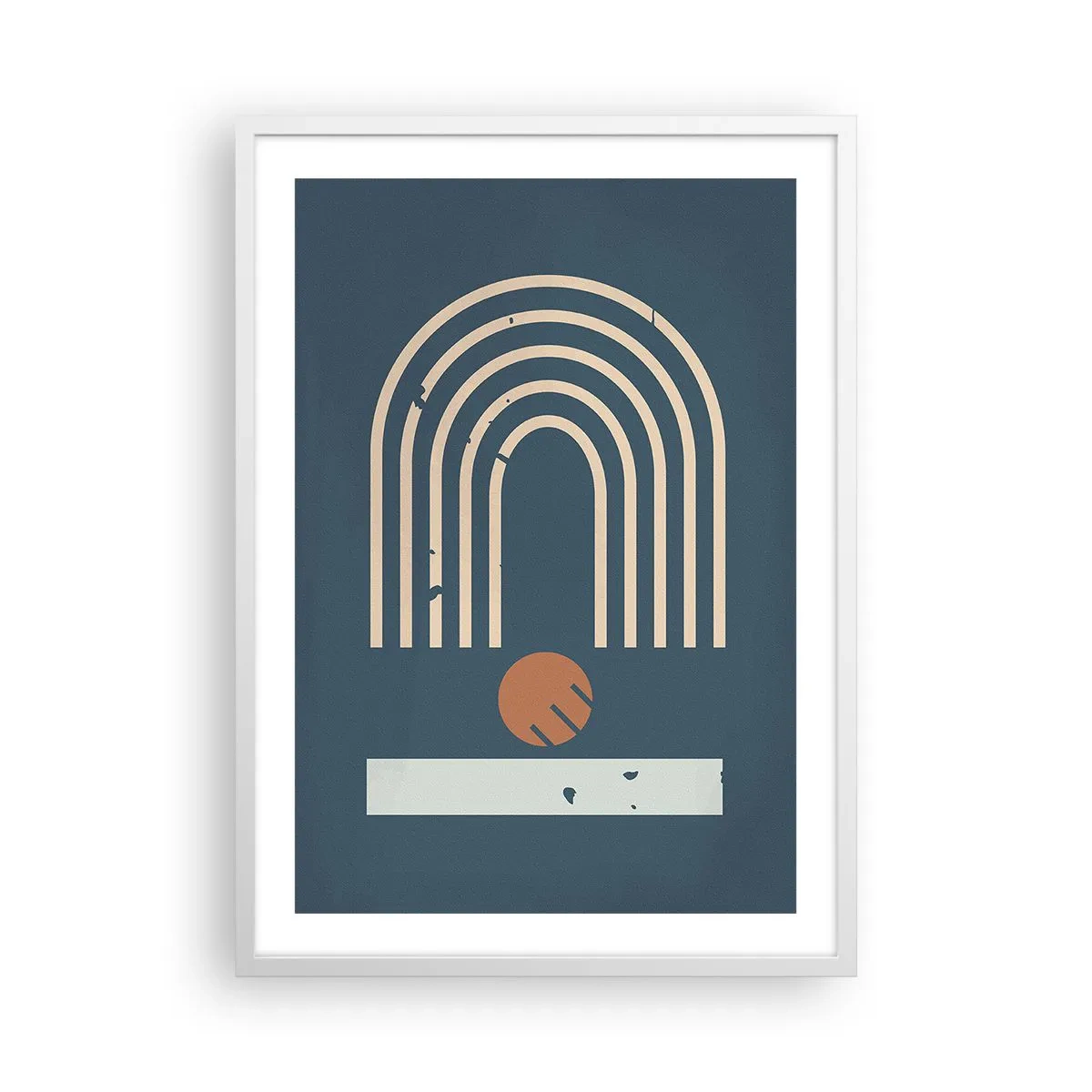 Plakat w białej ramie - Geometria na granacie - 50x70 cm