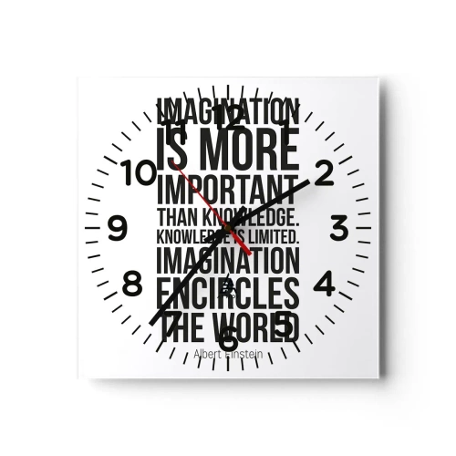 Zegar ścienny - Einstein o mocy wyobraźni - 40x40 cm