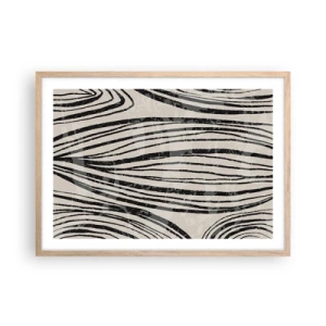 Plakat w ramie jasny dąb - Rozlewisko linii - 70x50 cm